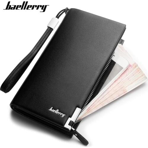 Baellerry High Quality Men Wallet Large Capacity Wristband Long Purse Leather Male Clutch Wallets Fashion Man Carteira Handbag