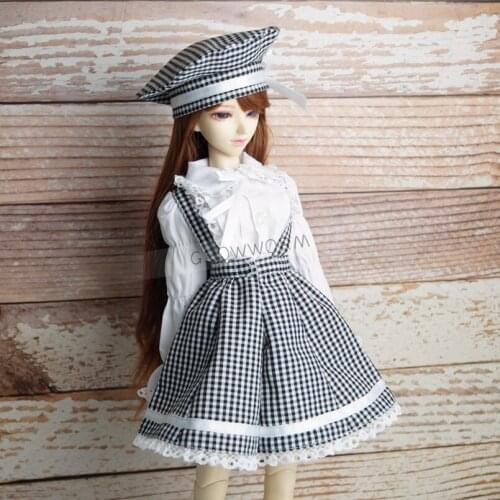 White Shirt / Cap Mini Skirt Uniform Outfits Clothing For 1/4 17" 44cm Tall Female BJD MSD DK DZ AOD DD Doll Free Shipping