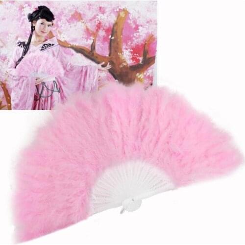 White Hand Fans Folded Feather Fan Handmade Fans Dance Bride Wedding Decoration Performance Party Prop Room Ornaments Home Craft