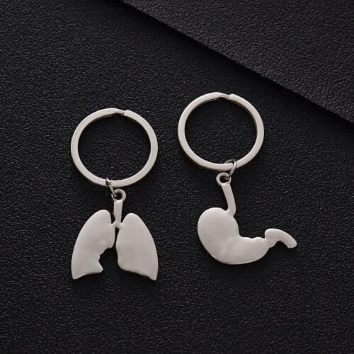 FREE SHIPPING BY DHL 100pcs/lot 2020 New Metal Lung Keychains Stomach Keyrings Organ Shaped Key Chains Novelty Gifts