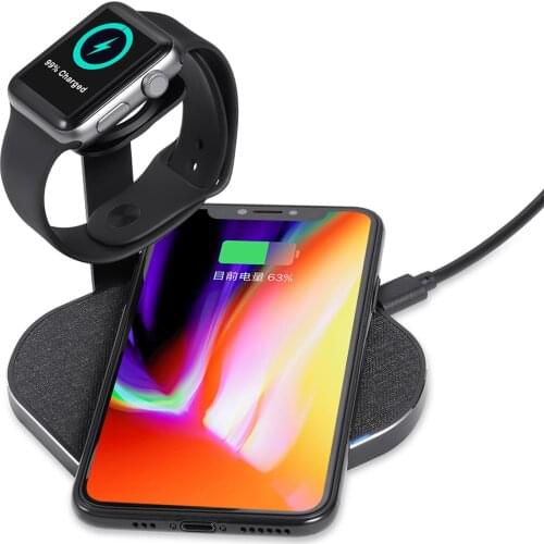 Besegad 2 in 1 Wireless Fast Charging Stand Holder Station Dock for Apple Watch iWatch iPhone Samsung Galaxy Phone Smart Watch