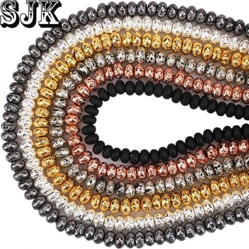 Natural Lava Volcanic Spacer Beads 6 8 10MM Rondelle Beads Diy Necklace Bracelet Earring Handmade Jewelry Making Accessories