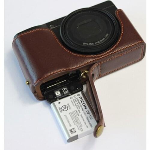 Genuine Cowhide Leather Half Body Case Camera bag cover For Ricoh GRIII GR3 GR-3 With Battery Opening