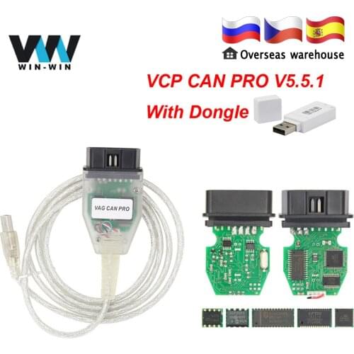 VCP VAG CAN PRO V5.5.1 K-line OBD 2 OBD2 Car Diagnostic Auto Tool VCP CAN PRO Scanner Cable For VAG K line CAN BUS Cable PK ODIS