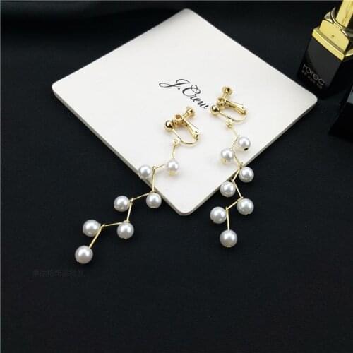 LongTemperament Simple Pearl earrings Holiday Earrings Trendy Female Ear Jewelry Student Earrings Small Fresh Ear Clip