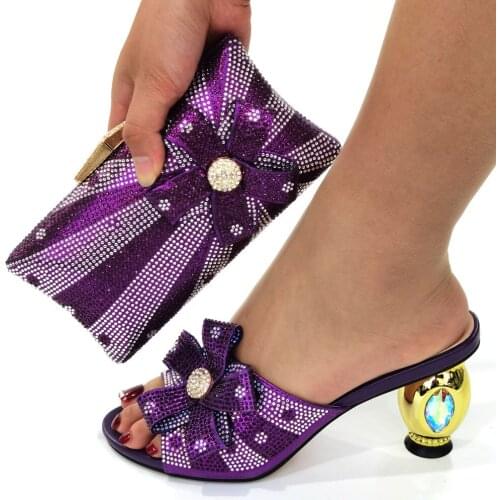 Doershow beautiful style Italian Shoes With Matching Bags African Women Shoes and Bags Set For Prom Party Summer Sandal!!SOP1-15