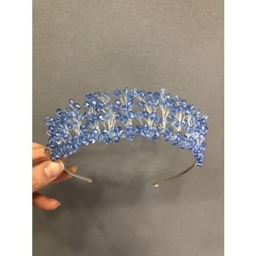 Dreamer Beads Light Blue Princess Pattern Bride Crown April kina night party Baroque