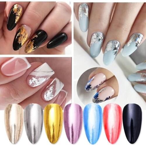 Holographic Nail Transfer Foil Sticker Starry Glitter Gold Sliver Solid color style Transfer Decals For Manicure Nail Art decor