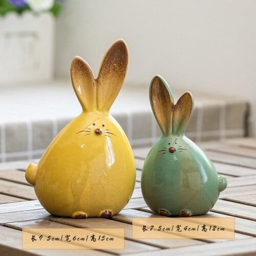 2pcs ceramic decoration modern simple living room TV cabinet household soft decoration long ear rabbit furnishing