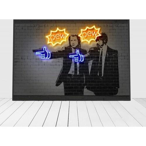 Pulp Fiction Neon Wall Art Classic Movie Character Canvas Painting Posters and Prints Modern Decoration for Interior Home Decor