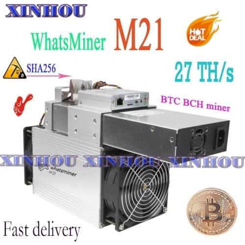 Asic Bitcoin Miner WhatsMiner M21 27T BTC BCH miner with PSU more economical than M21S M20S M3 Antminer S17 T17 S17e T17e T2T T3