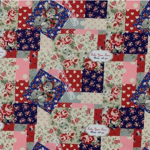 Cartoon Rabbit Small Flowers Lace Print 100% Cotton Fabric for Girl Clothes Hometextile Cushion Cover Backpacks DIY