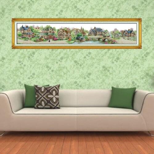 ONEROOM European Town Counted Cross Stitch 11CT 14CT DMC Cross Stitch DIY Cross Stitch Kit for Embroidery Home Decor Needlework