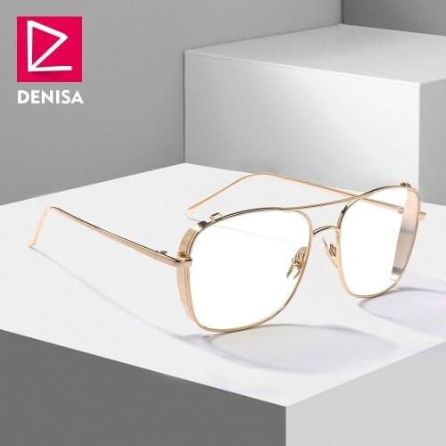 DENISA Brand Vintage Gothic Rectangle Glasses Men Fashion Optical Spectacles Frame Square Eyeglasses Women Oculos de sol J912
