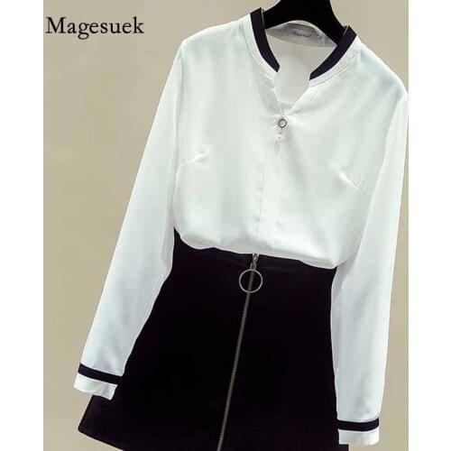 Autumn Plus Size Loose Casual Womens Blouses Long Sleeve White Shirt Women O-neck Pullover Chiffon Women 2020 Blouse Blusa 11167