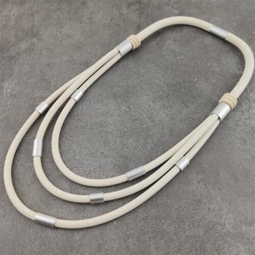 Punk Style Multi Rubber Matt Silver Tubes Contemporary Necklace Casual Style Fashion Jewelry Dropshipping