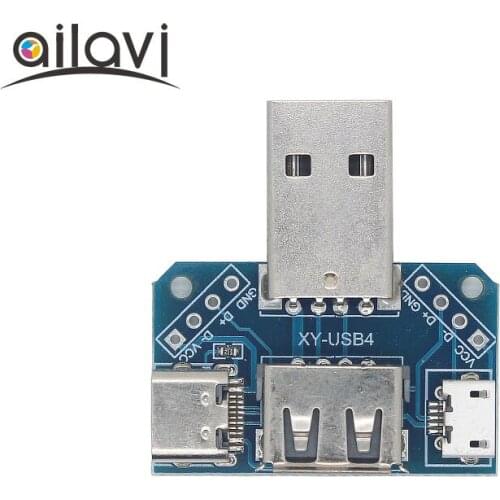 USB Adapter Board Male to Female Micro Type-C Input 4P 2.54mm in-line USB4