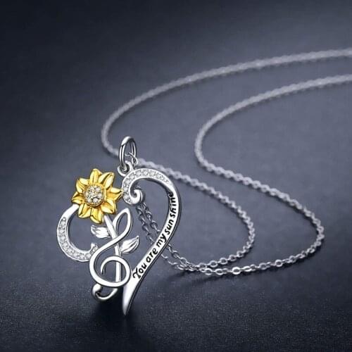 Valentines Day Gift Sunflower Necklace Anniversary Present Small Love Gift For Girlfriend