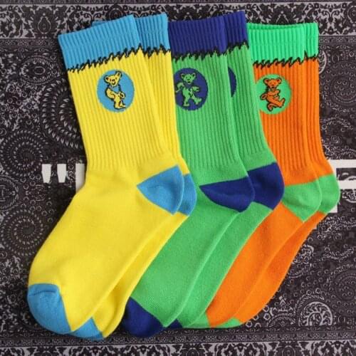 Hot style Clash Colour Dancing Bear Socks Student Recreational Sports Socks Medium Stockings cartoon