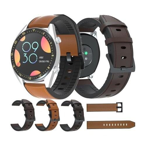 22mm Sport Breathable Leather+Silicone Strap for Samsung Galaxy Watch 3 Band 45mm/46mm/S3 Soft Bracelet for Huawei GT 2 /Pro