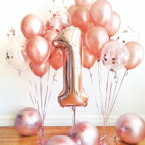 30inch Rose Gold Aluminium Foil Number confetti Balloons 18th 25th 30th 40th 50 Birthday Party Decor Globo Kids Ball Supplies