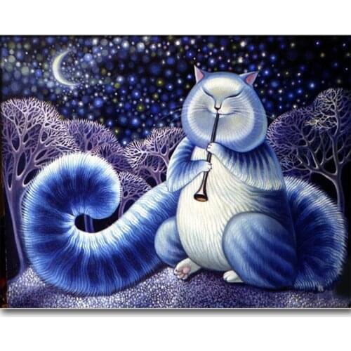 Blue Cat Playing Diy Diamond Mosaic Animals Diamond Painting Full Square Round Drill Diamond Embroidery Cross Stitch Rhinestones