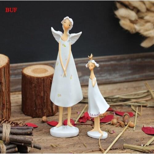 BUF Angel Statue Fashion Western Handmade Resin Craft Art Collection Sculpture Mother And Daughter Ornament