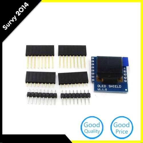 0.66" inch For Wemos Oled 64X48 IIC I2C LCD OLED LED Dispaly Shield for Arduino Compatible For WeMos D1 Mini diy electronics