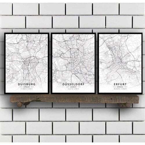 Duisburg Dusseldorf Erfurt Essen Frankfurt Gelsenkirchen Halle Hamburg Hanover Heidelberg Karlsruhe Kiel Germany Map Poster