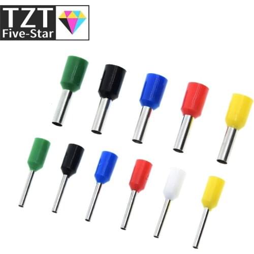 100pcs E0508 E2508 Tubular Wire Cold Pressure Connector Electrical Terminals Cable Crimps Wire Ferrules 22AWG Wire VE0508 VE2508