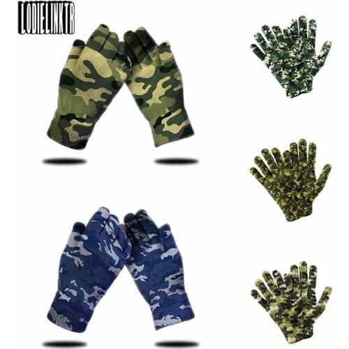 Camouflage Series Spring Mittens For Men Working Garden Knitted Gloves Touch Screen Mobile Phone Outdoor Sports Cycling Gloves