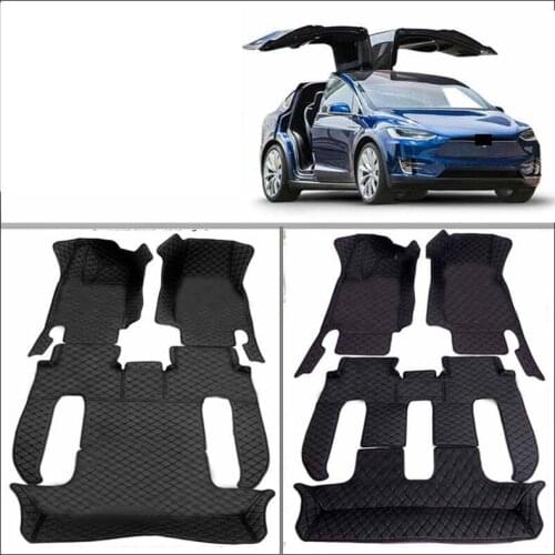 Fiber leather car floor mat for Tesla Model X 2015 2016 2017 2018 2019 2020 5 6 7 seats sticker