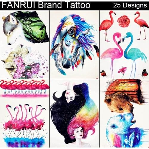 Blue Unicorn Temporary Tattoo Galaxy Snow White Stickers Women Back Tribal Flash Tattoo Men Arm Feather Tatoos Self Adhesive Art