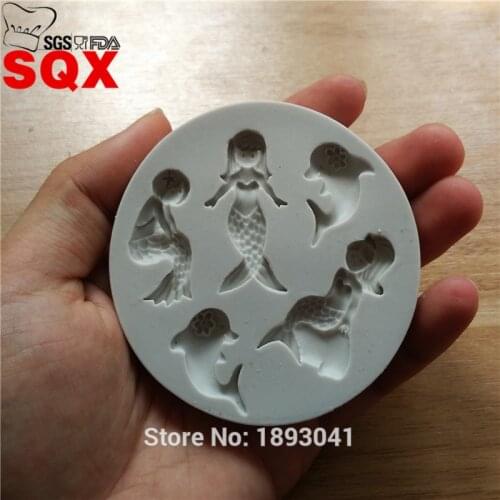 High Quality Dolphin Mermaid Silicone Mold Chocolate Fondant Cake Decorating Tools Kitchen Baking SQ16289