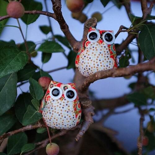 1PC Cute Owls Animal Resin Micro Landscape Miniatures Figurine Craft Desk Toy Home Fairy Garden Flower Pot Ornament Decoration