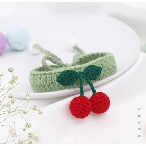 1PC Dog Collar Woolen cherry Knitting Necklace Cute Handmade Puppy Bib