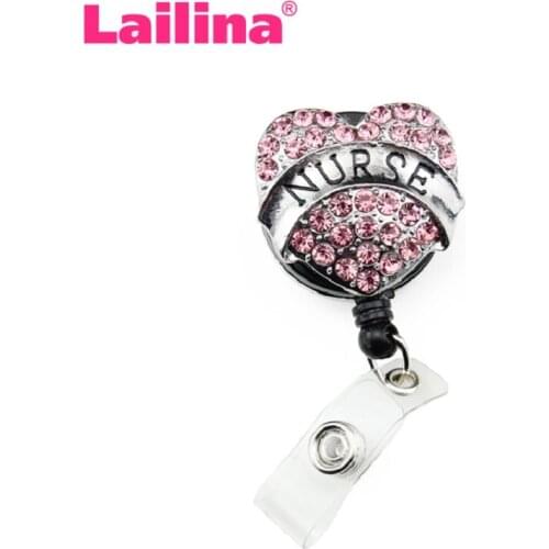 10pcs Medical Rhinestone Retractable ID Badge Holder