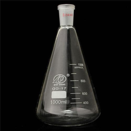 1000ml 24 / 40 Glass Erlenmeyer Flask Pro Conical Bottle Lab Chemistry Glassware