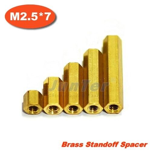 500pcs/lot Brass Standoff Spacer M2.5 Female x M2.5 Female 7mm