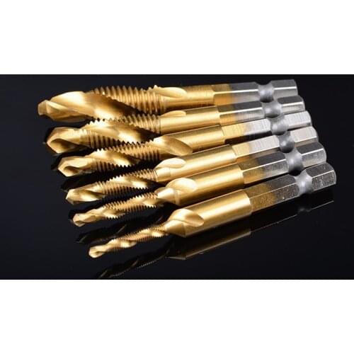 6pcs/set Hex Shank HSS 6542 HSS 4241 Screw Spiral Point Thread Metric Plug Drill Bits M3 M4 M5 M6 M8 M10 Hand Tools