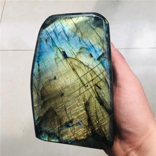 800-1500g Natural Crystal Moonstone Raw Gemstone Ornament Polished Quartz Labradorite Handicraft Decorating Stone Healing