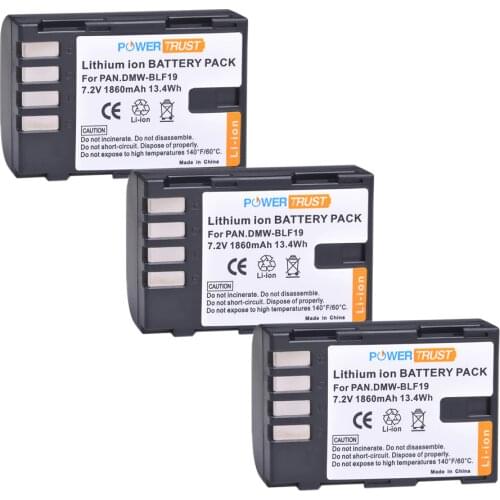 3x 1860mAh DMW-BLF19 DMW-BLF19E BLF19 BLF19E BLF19PP DMW-BLF19PP Battery for Panasonic Lumix GH3 GH4 GH5 Camera