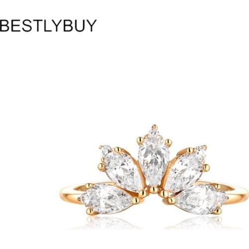 BESTLYBUY pure silver jewelry elegant vintage palace style rings with AAAAA Zircon rings for women Lover Best Gift