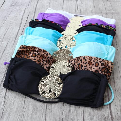 Bikinis Bathing Golden Brooch Suits Swimsuit Brazilian girl Swimming suit Female White bikini top Bikini Push up Swimwear