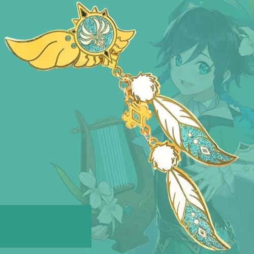Game Genshin Impact Barbatos Venti Waist Ornaments Cosplay Metal Brooch Pin Alloy Badge Props Gift