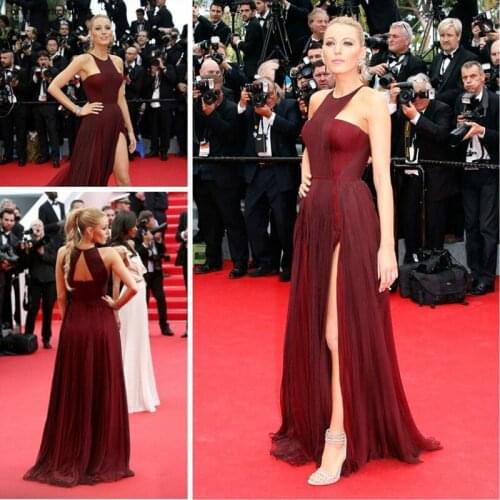 Burgund Red Carpet Evening Dress Elegant Long Prom Party Dress Formal Celebrity Inspired Event Gown