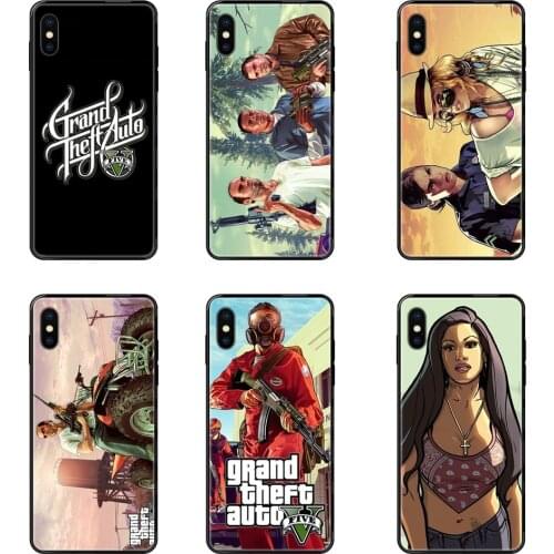 Diy Colorful Printing Black Soft TPU Gta Grand Theft Auto 5 V Release For Galaxy S5 S6 S7 S8 S9 S10 S10e S20 edge Lite Plus