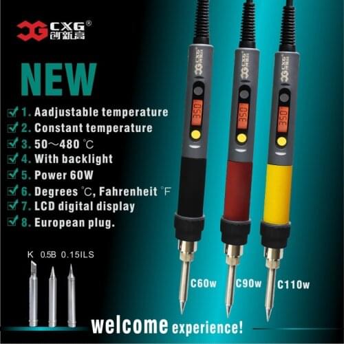 CXG EU/US/AU/UK 220V/110V C60W/C90W/C110W Solder Iron LCD Adjustable Temperature NCT Digital Display Electric Soldering Iron