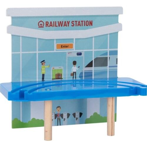 Train double deck platform compatible with wooden small train track accessories childrens train transport track educational toy