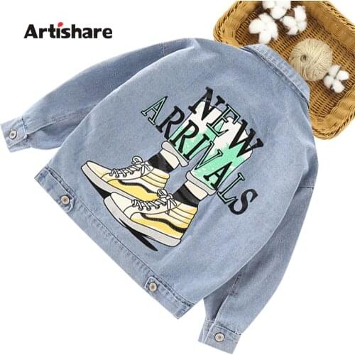 Girls Denim Jacket Coat Letter Coat For Girls Floral Pattern Kids Coat Spring Autumn Winter Kids Clothes